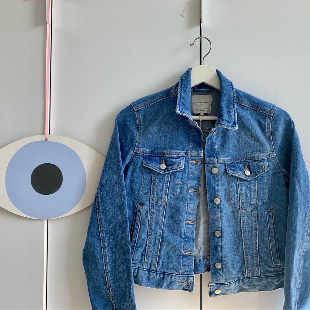 ZARA Denim Jacket Heritage Jean Cinnamoroll Patch Women’s S Sanrio Blue